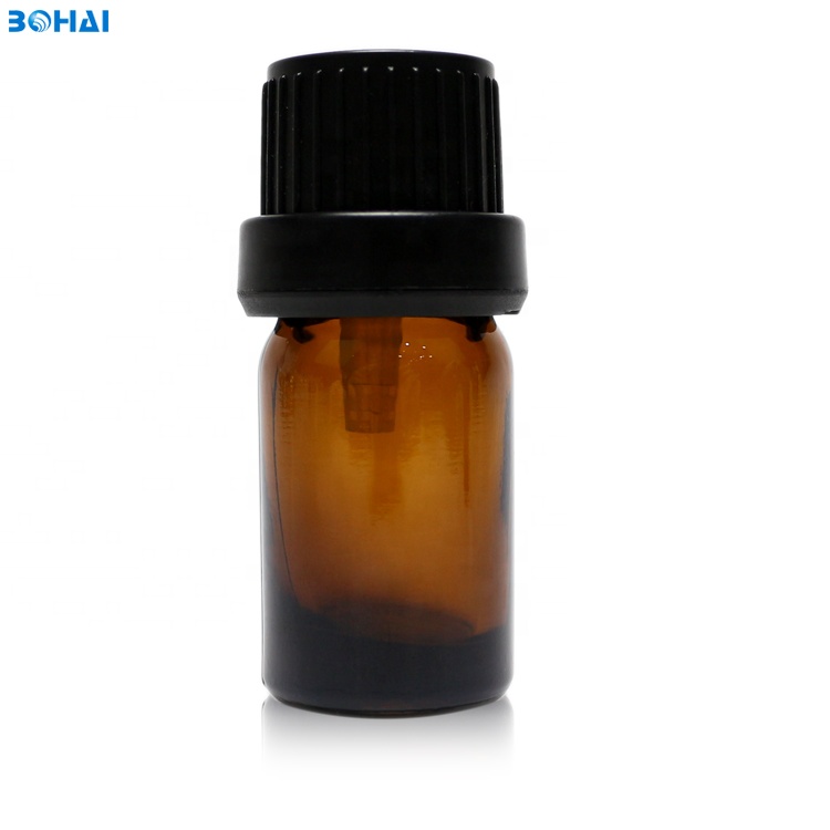 5ml High-end Brown Mini Essence glass Bottle with black Screw Cap
