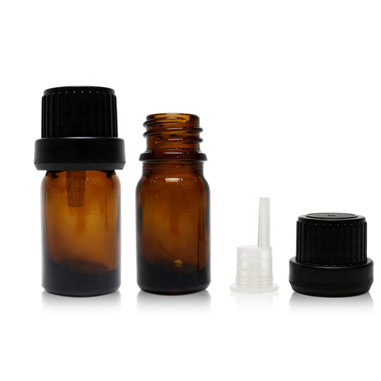 5ml High-end Brown Mini Essence glass Bottle with black Screw Cap
