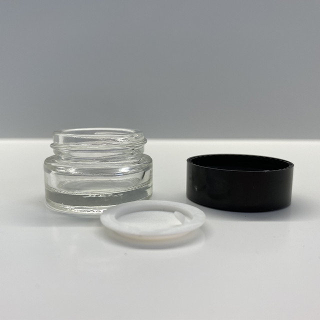 5ml Mini Clear Glass Eye Cream Screw Jar Container with Black plastic cap lid