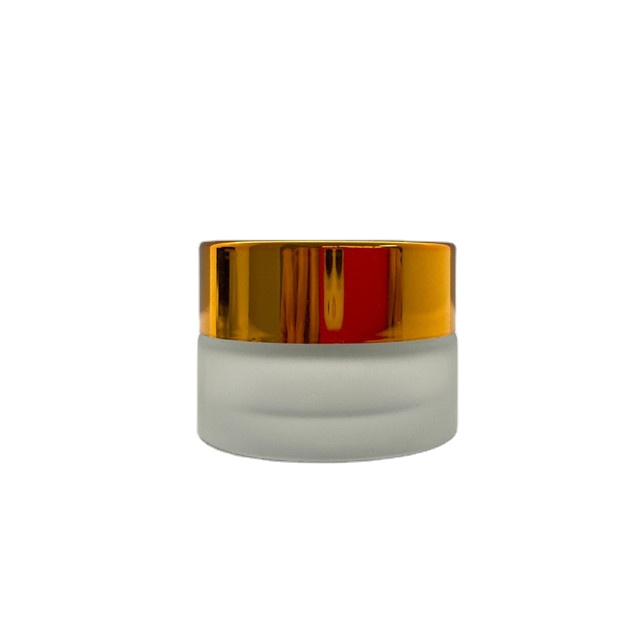 5ml Mini Clear frosting Glass Eye Cream Screw Jar Container with golden plastic cap lid