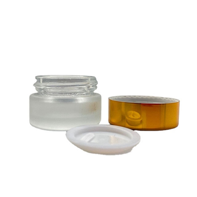 5ml Mini Clear frosting Glass Eye Cream Screw Jar Container with golden plastic cap lid