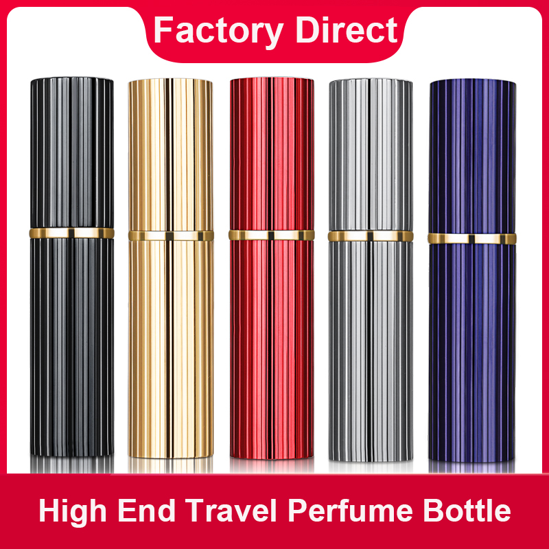 5ml New arrival luxury cosmetic package easy carry mini size travel aluminum twist up empty spray atomizer perfume bottle 5 ml