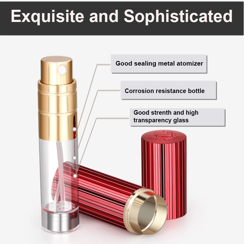5ml New arrival luxury cosmetic package easy carry mini size travel aluminum twist up empty spray atomizer perfume bottle 5 ml
