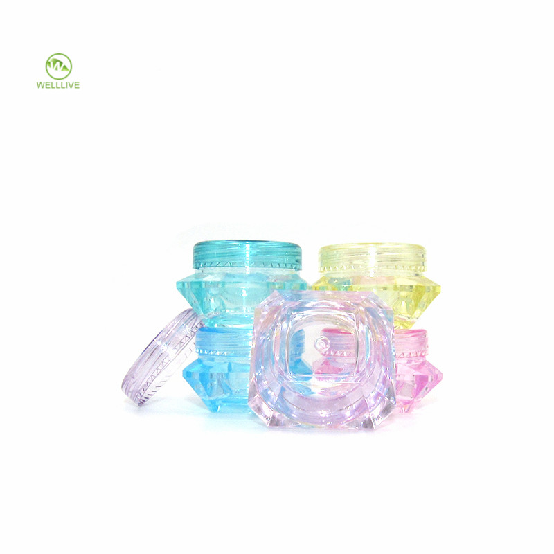 5ml PS Refillable Diamond Shape Small Sample Cosmetic Jars for Travel Makeup Cream