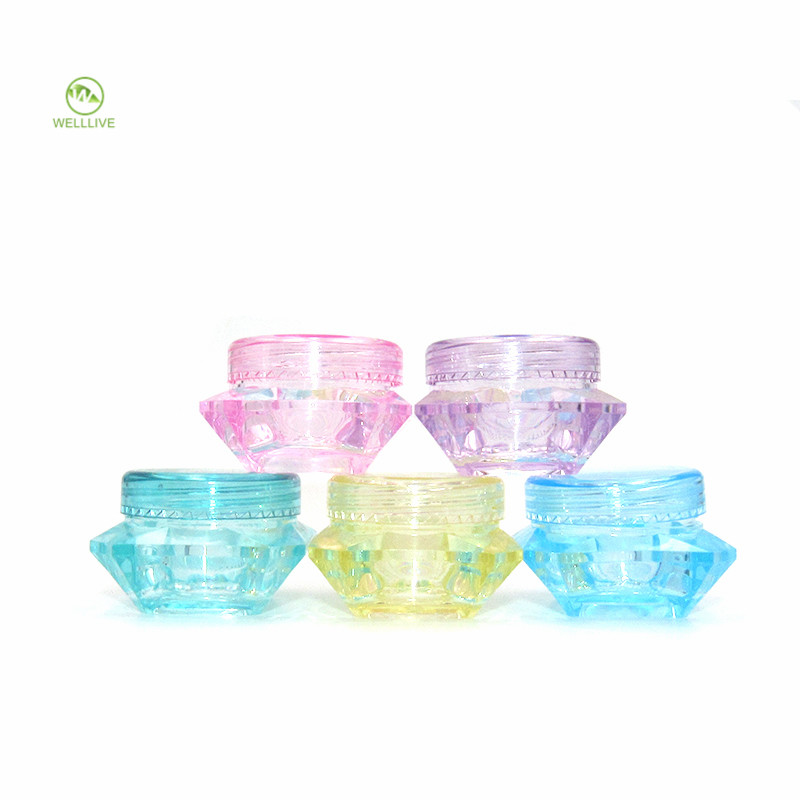 5ml PS Refillable Diamond Shape Small Sample Cosmetic Jars for Travel Makeup Cream