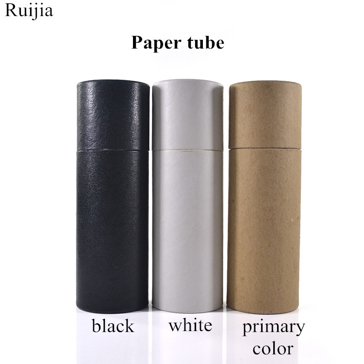 5ml Paper tube 10ml 15ml 20ml 30ml 50ml 100ml matte black essential oil serum glass dropper bottle with bamboo aluminum cap