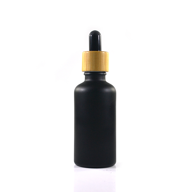 5ml Paper tube 10ml 15ml 20ml 30ml 50ml 100ml matte black essential oil serum glass dropper bottle with bamboo aluminum cap