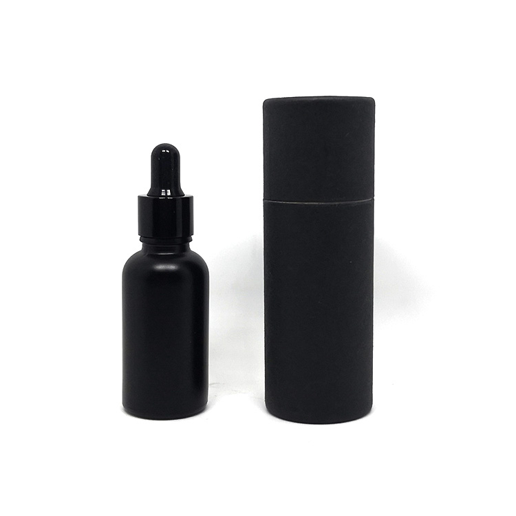 5ml Paper tube 10ml 15ml 20ml 30ml 50ml 100ml matte black essential oil serum glass dropper bottle with cap