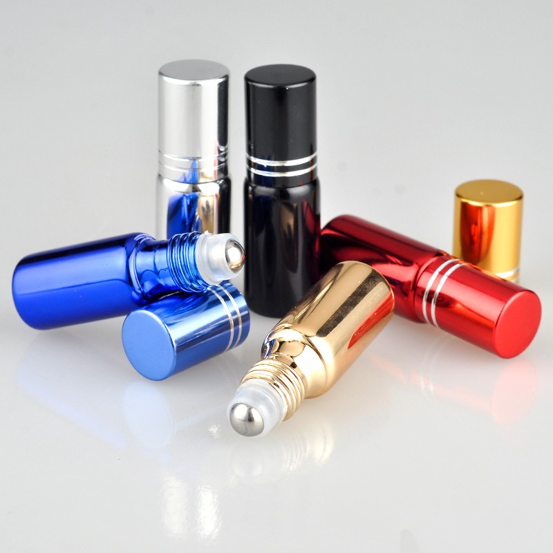 5ml Personal perfume Sample Colored electroplate metal Glass Roll on Bottle