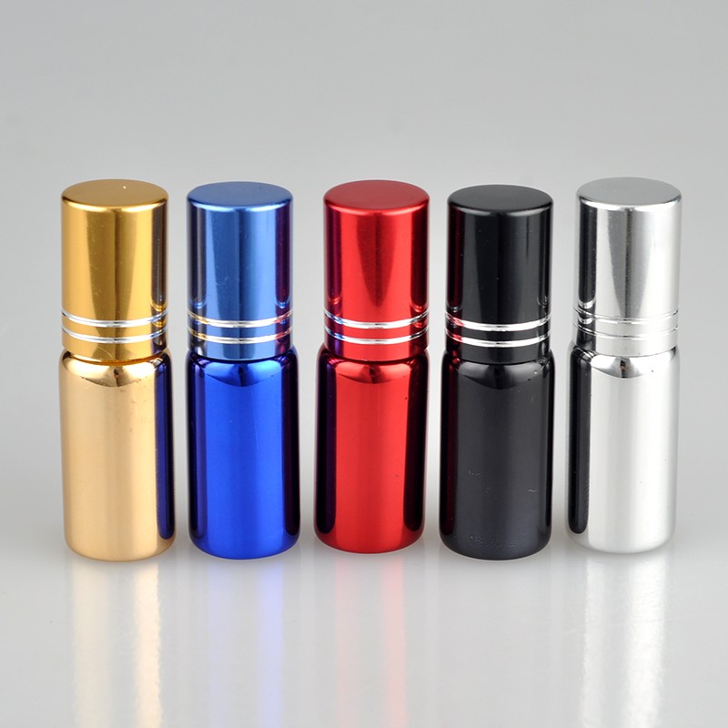 5ml Personal perfume Sample Colored electroplate metal Glass Roll on Bottle