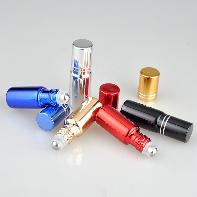 5ml Personal perfume Sample Colored electroplate metal Glass Roll on Bottle