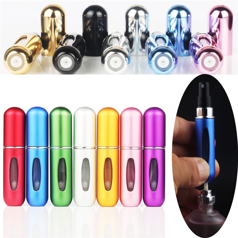 5ml Portable Mini Aluminum Refillable Storage Bottles Perfume Spray Empty Cosmetic Containers Atomizer For Traveler Women Gifts