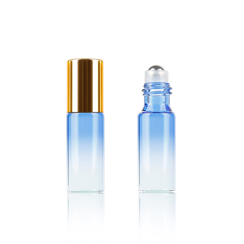 5ml Rainbow Glass Roll On Bottle with Gold Cap