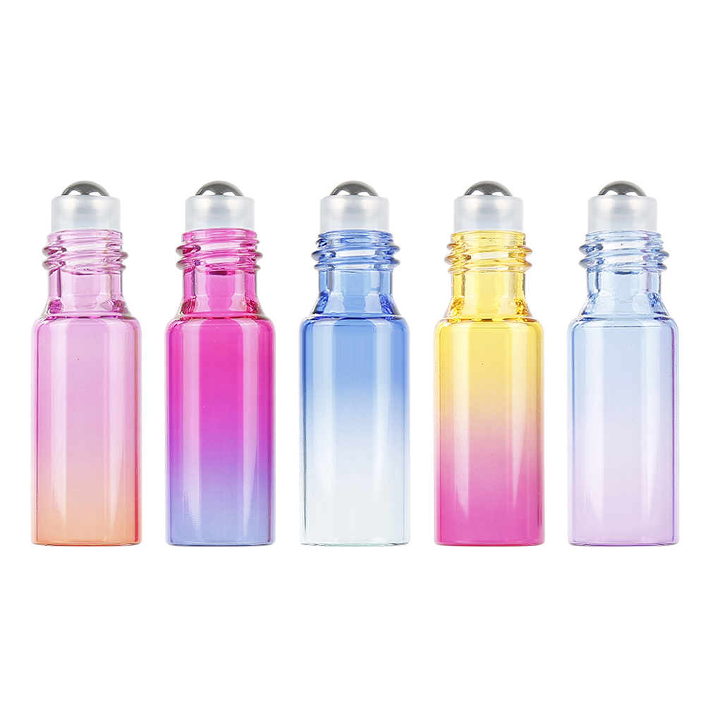 5ml Rainbow Glass Roll On Bottle with Gold Cap