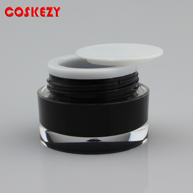 5ml Round Black Nail Gel Jar Empty, Sample Containers Packaging for Cosmetics, Small Container with lid for Facial Cream