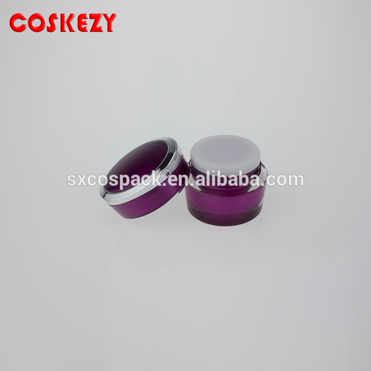 5ml Silver and Violet Custom Plastic Jar, Empty Hot Sale Purple PP Designer Pet Jar, Matte 5g Acrylic Cosmetic Gloss Jars