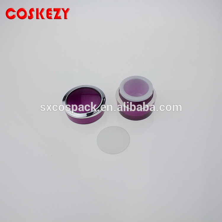 5ml Silver and Violet Custom Plastic Jar, Empty Hot Sale Purple PP Designer Pet Jar, Matte 5g Acrylic Cosmetic Gloss Jars
