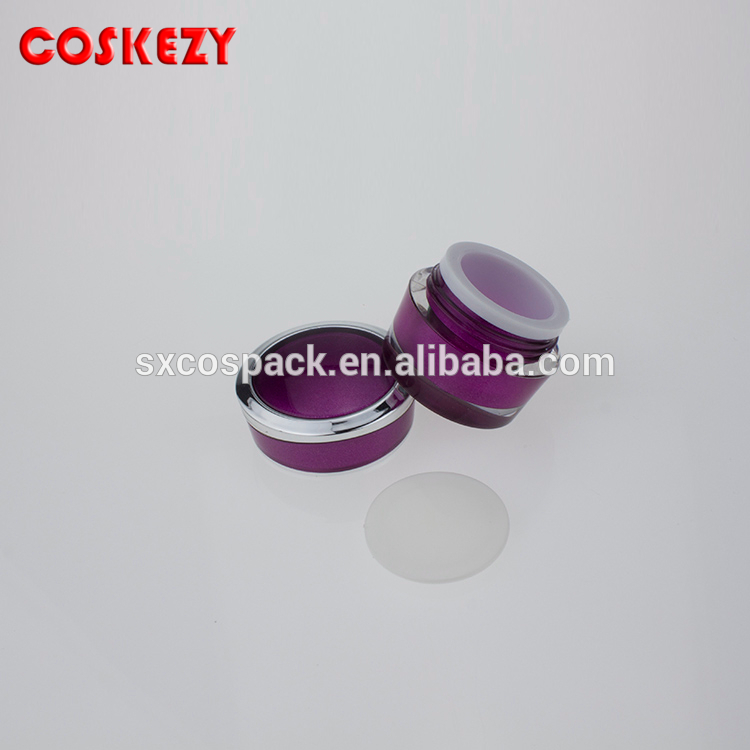 5ml Silver and Violet Custom Plastic Jar, Empty Hot Sale Purple PP Designer Pet Jar, Matte 5g Acrylic Cosmetic Gloss Jars