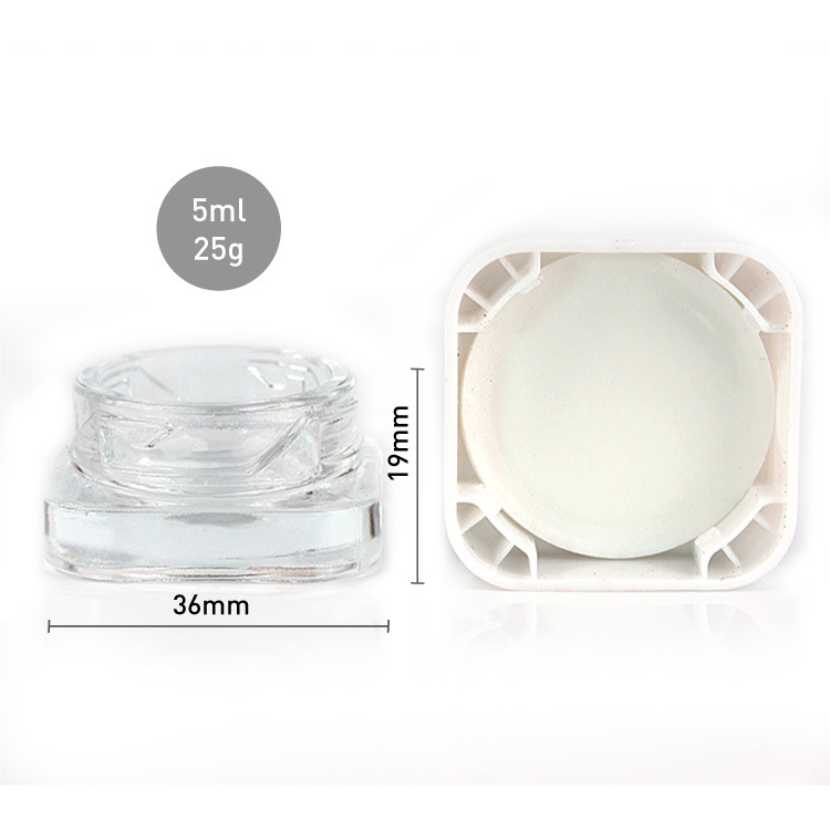 5ml Square UV protection child resistant glass concentrate cosmetic container jar