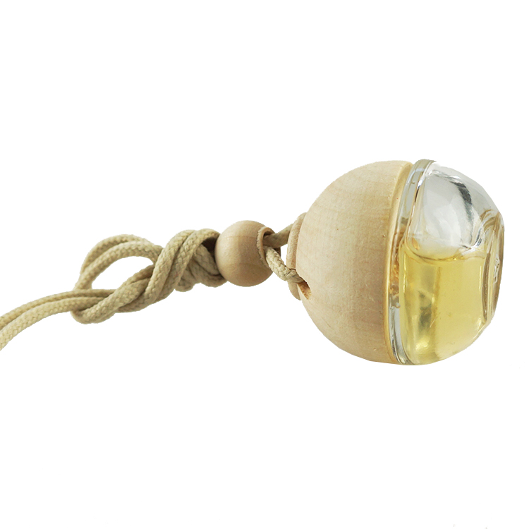 5ml Wholesale cheap empty hanging car perfume bottle with wooden cap, air freshener glass bottle