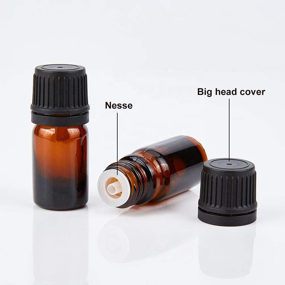 5ml amber blue Euro essential glass oil dropper perfume bottle with sprayer lotion pump for cosmetic packaging