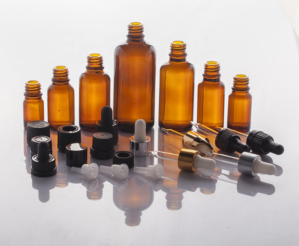 5ml amber clear blue green glass dropper bottle for essential oil