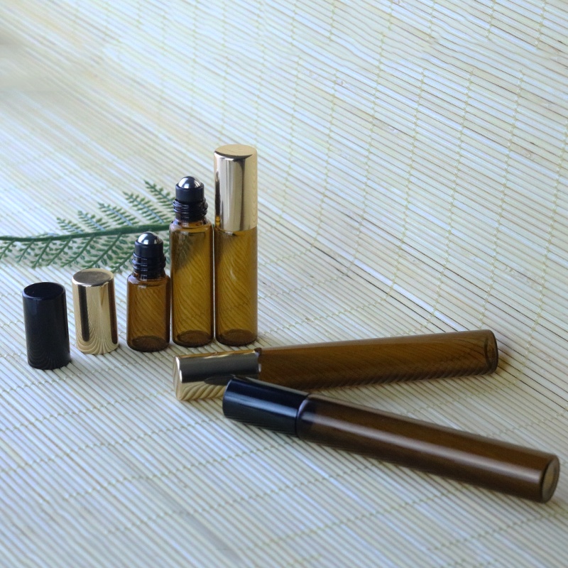 5ml amber essential oil roll on bottle perfume glass roller bottle (NRB09A)