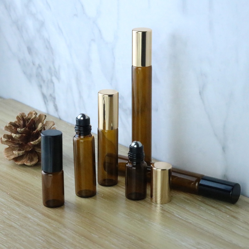 5ml amber essential oil roll on bottle perfume glass roller bottle (NRB09A)