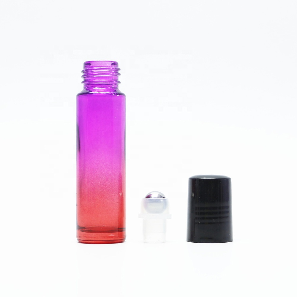 5ml amber frost custom glass roll on bottle with stain steel roller plastic lid Roller-02A