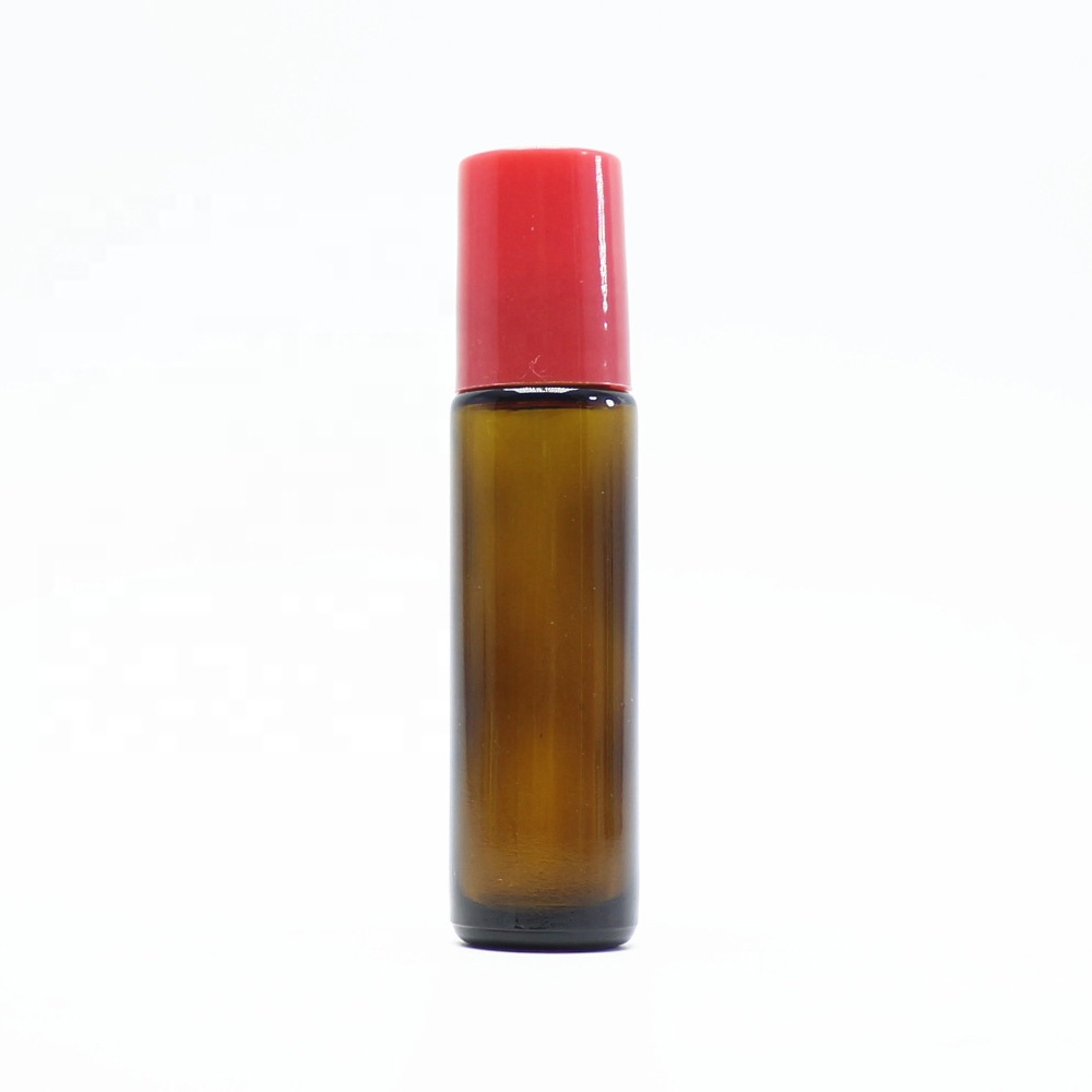 5ml amber frost custom glass roll on bottle with stain steel roller plastic lid Roller-02A