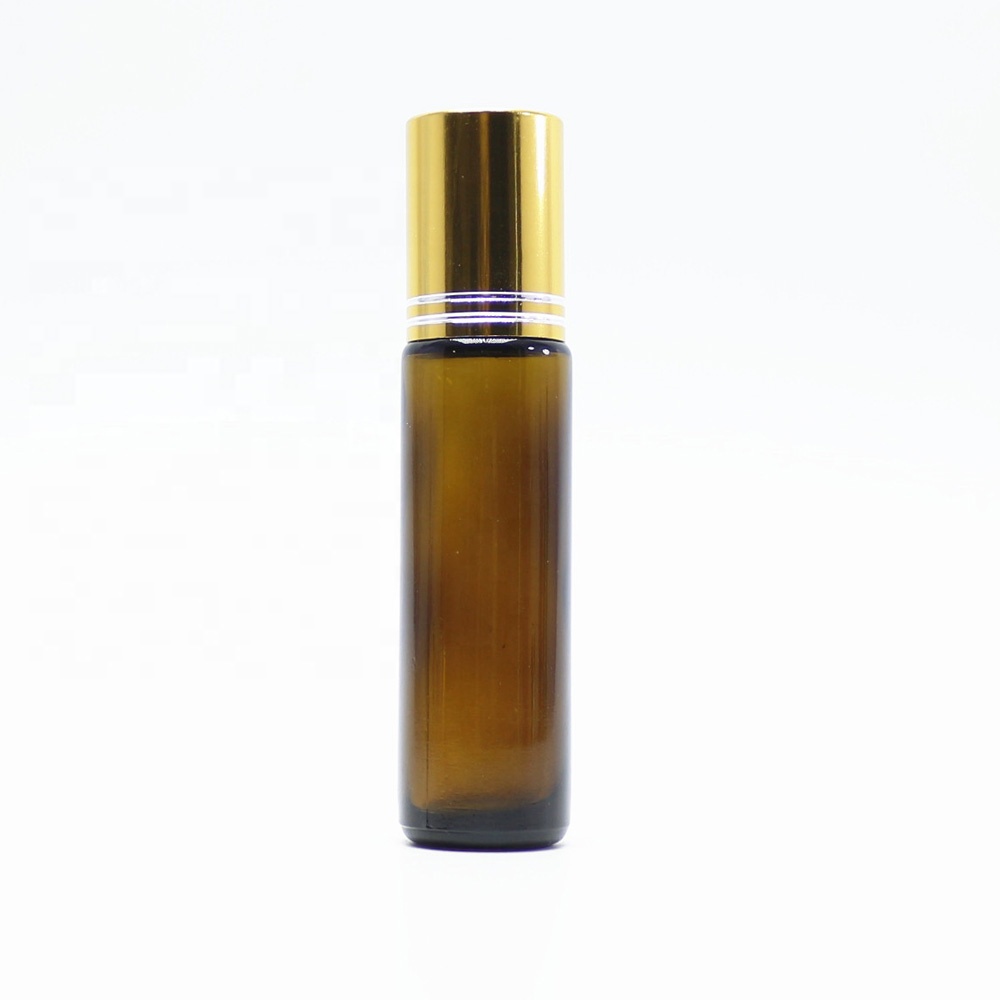 5ml amber frost custom glass roll on bottle with stain steel roller plastic lid Roller-02A