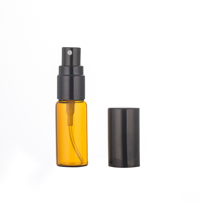 5ml amber glass bottle with black plastic sprayer
