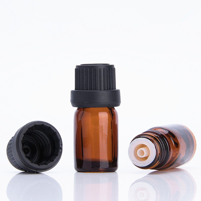 5ml amber medicine glass bottle oil essential with plastic childproof cap
