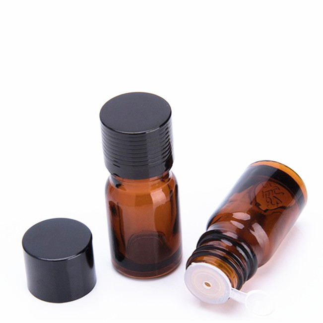 5ml amber medicine glass bottle oil essential with plastic childproof cap