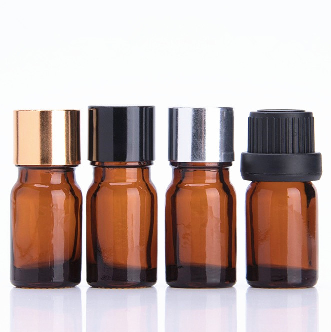 5ml amber medicine glass bottle oil essential with plastic childproof cap