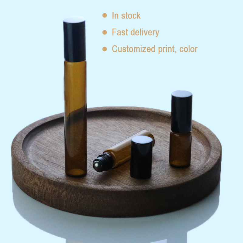 5ml amber perfume roll on glass bottles roller essential oil bottle (NRB09A)