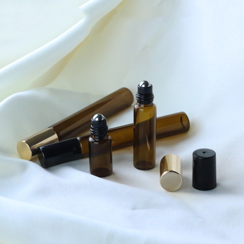5ml amber perfume roll on glass bottles roller essential oil bottle (NRB09A)
