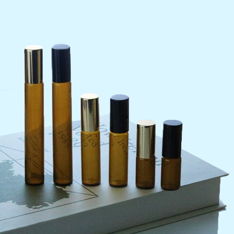 5ml amber perfume roll on glass bottles roller essential oil bottle (NRB09A)