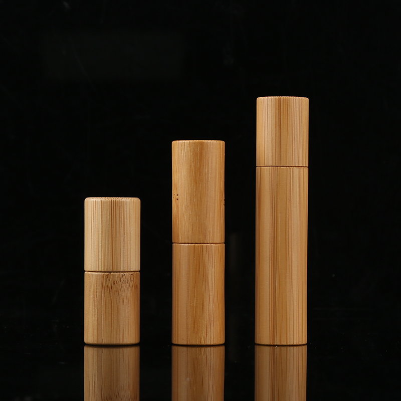 5ml bamboo massage roller bottle with bamboo cap steel ball