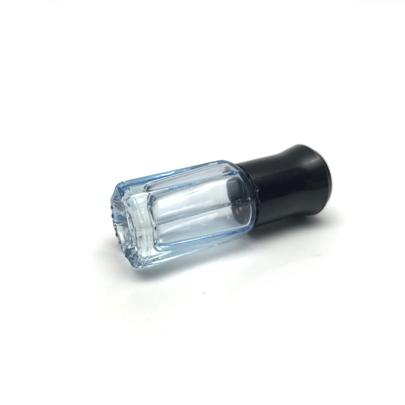 5ml blue perfume stainless mental roll on glass bottle with screw on black plastic cap