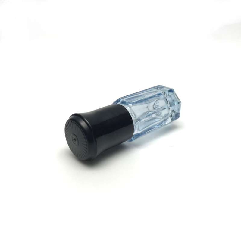 5ml blue perfume stainless mental roll on glass bottle with screw on black plastic cap