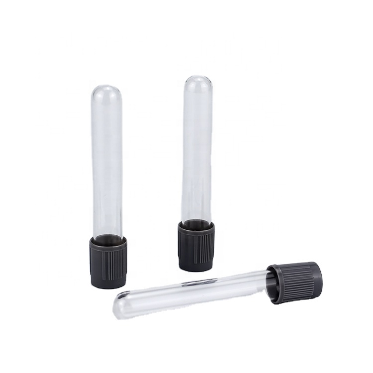 5ml clear glass tube with Inside the plastic plug grey screw cap