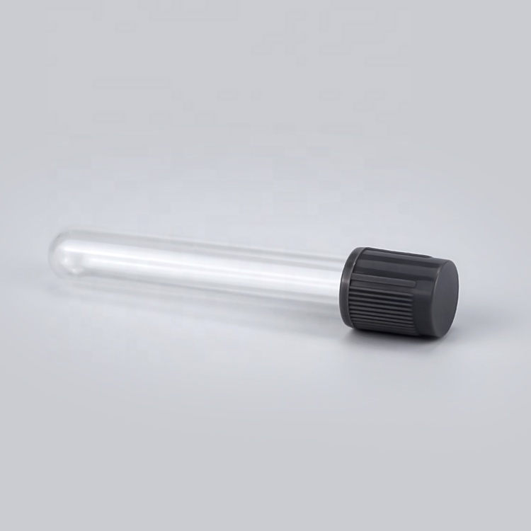 5ml clear glass tube with Inside the plastic plug grey screw cap