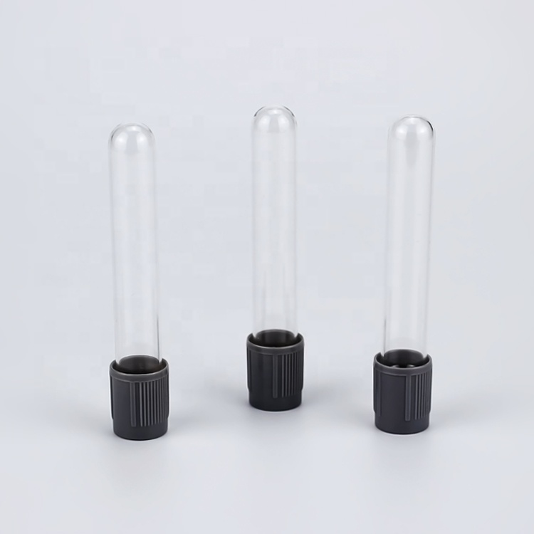 5ml clear glass tube with Inside the plastic plug grey screw cap