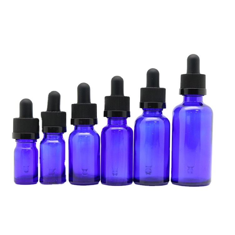 5ml cobalt blue boston round serum e liquid Euro glass dropper bottle