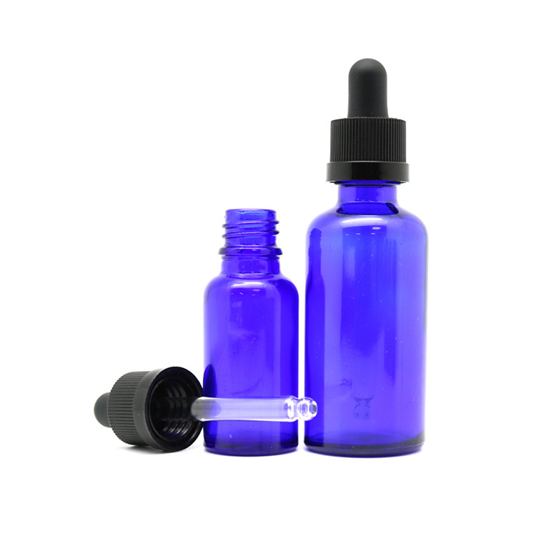 5ml cobalt blue boston round serum e liquid Euro glass dropper bottle
