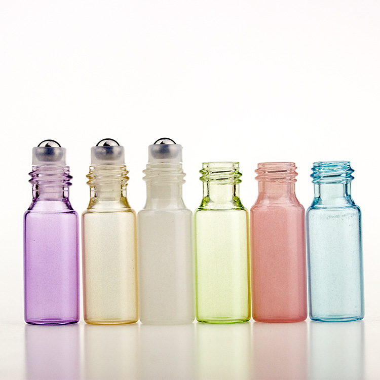 5ml colourful roll on glass essential oil bottle with steel ball