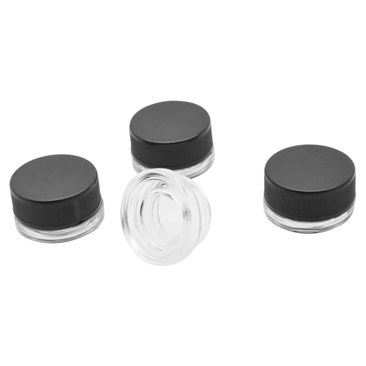 5ml cosmetic glass jar logo can custom Glass Jars Containers clear wax oil glass concentrate jar with child resistant lid