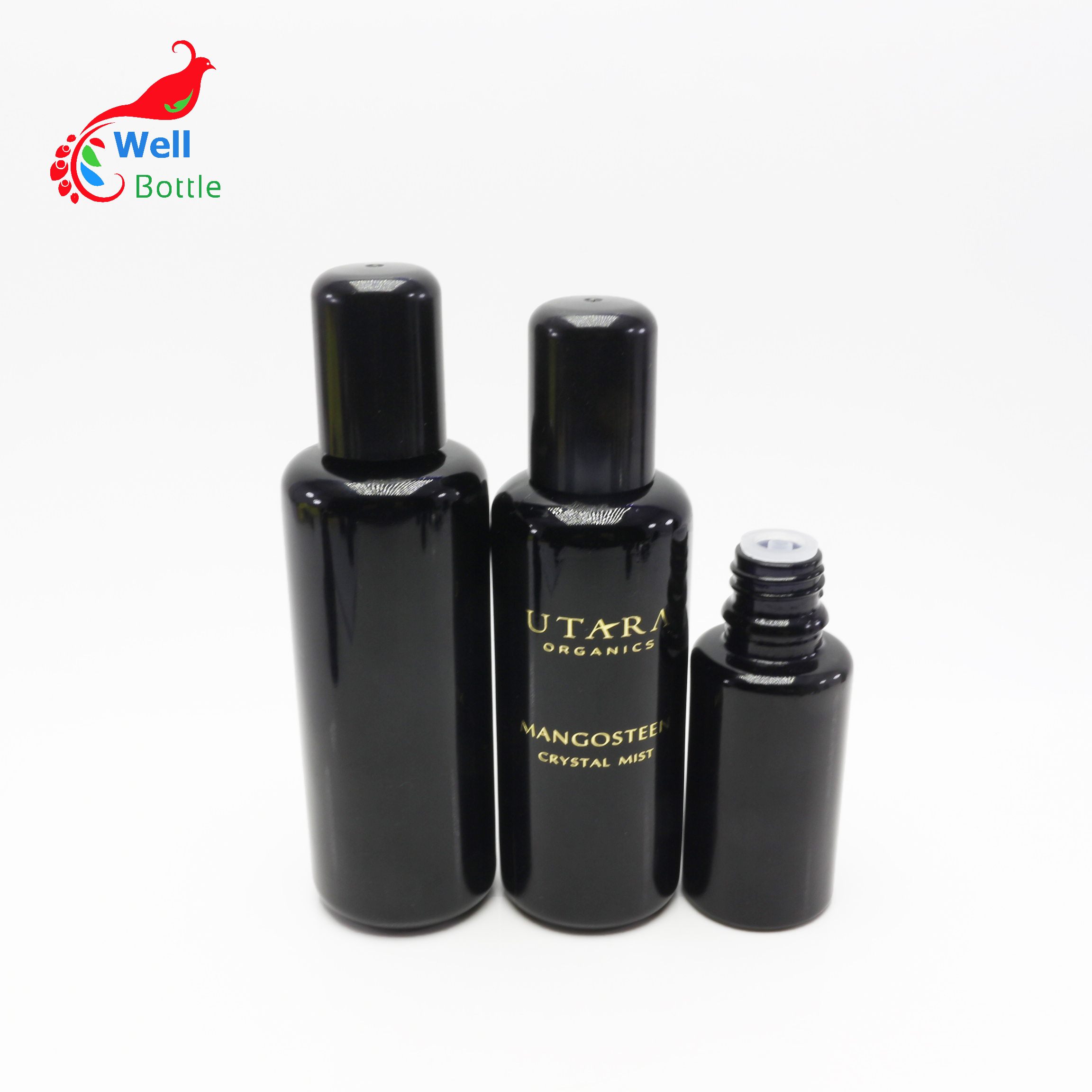 5ml dark violet glass bottle with black screw cap for essential oil DV230E