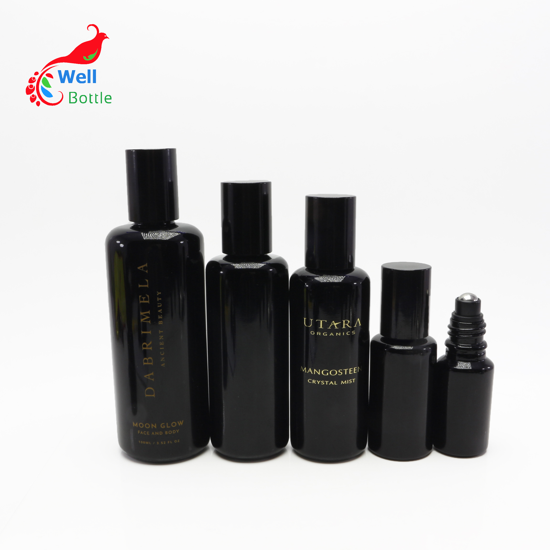 5ml dark violet glass bottle with black screw cap for essential oil DV230E